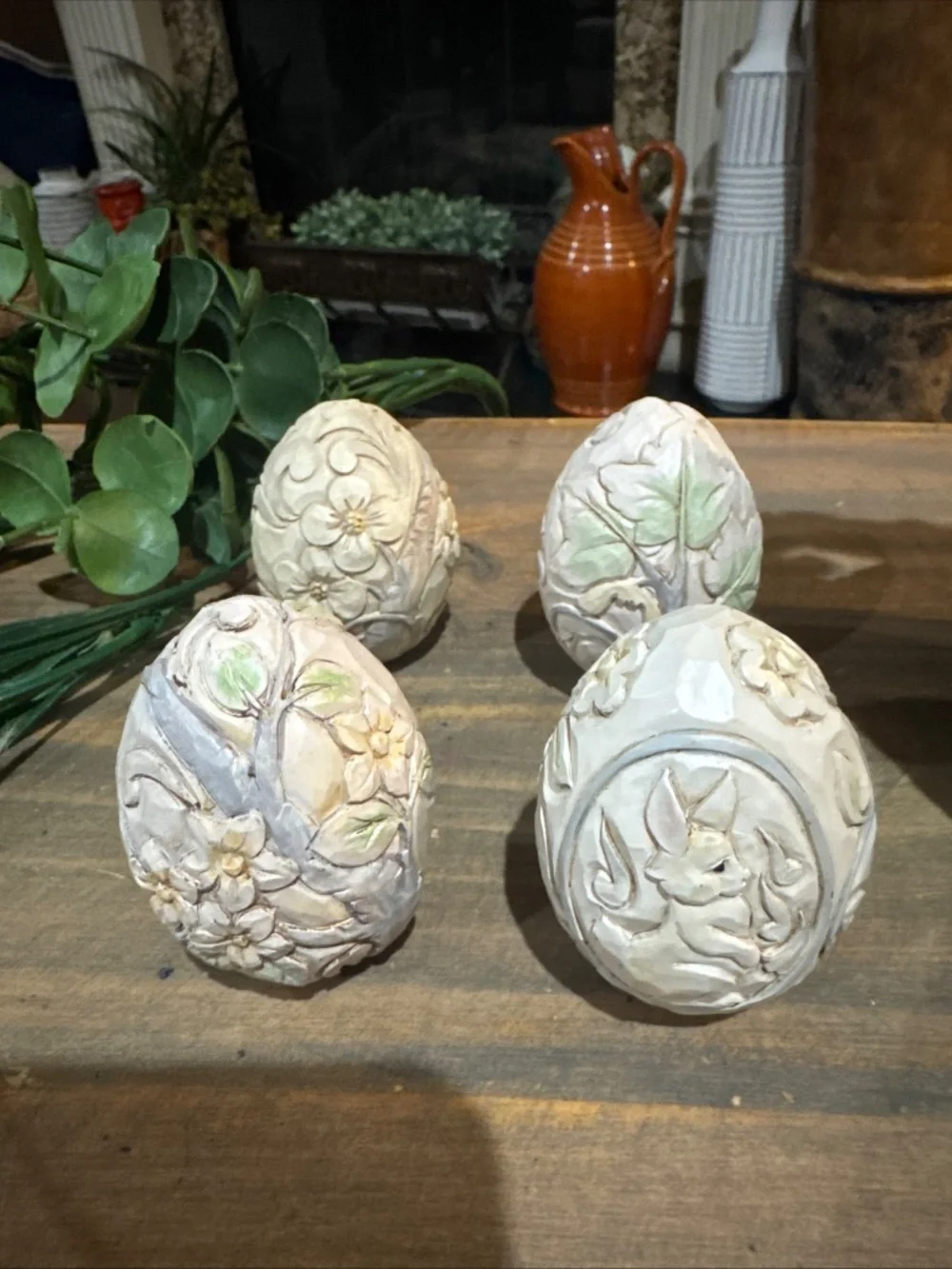 Jim Shore Woodland EASTER BASKET & 4 EGGS cottagecore 